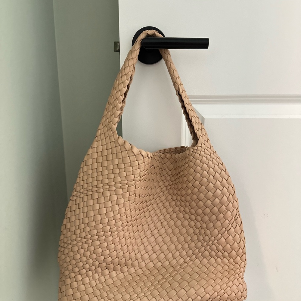 Tan Hobo Bag with Woven Texture
